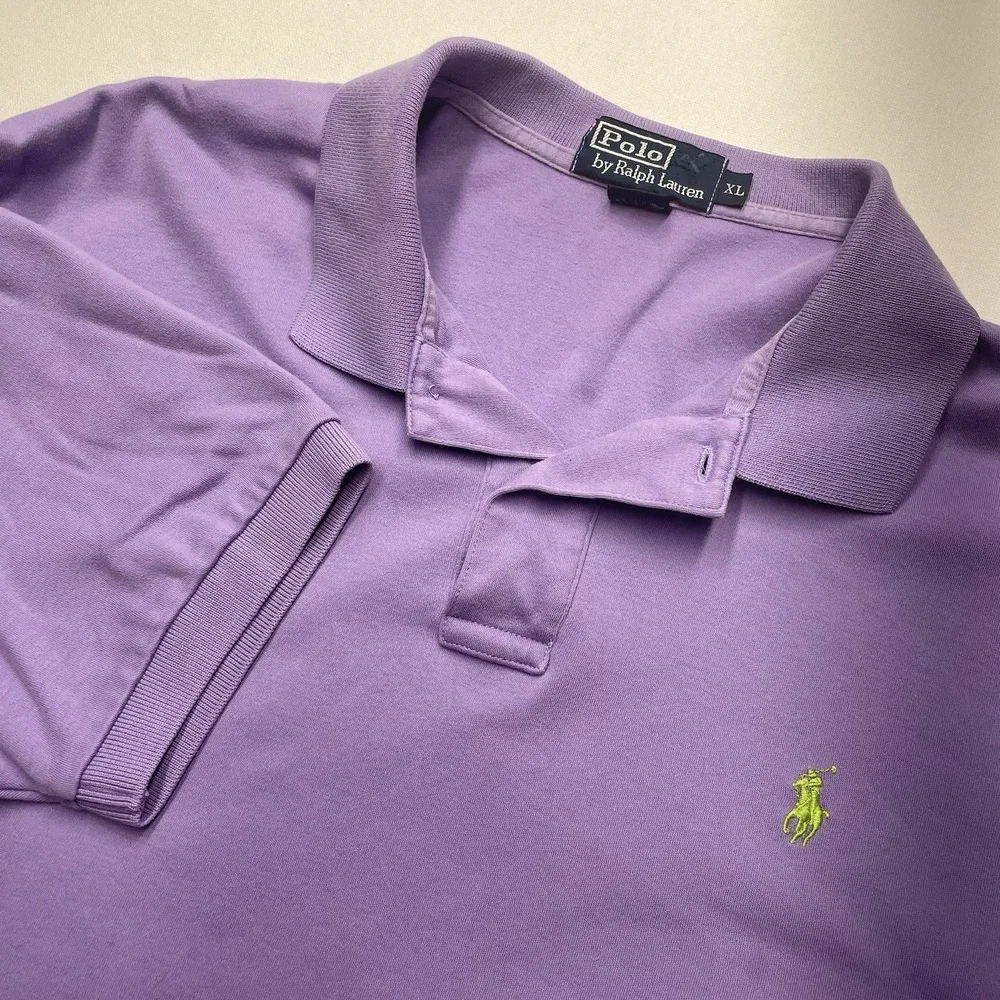 Polo Golf Ralph Lauren Men's Polo Shirt XL Purple Short Sleeve Green Pony